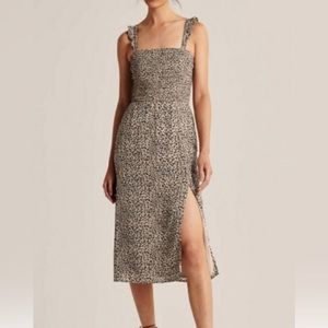 Abercrombie and Fitch smocked leapord midi dress